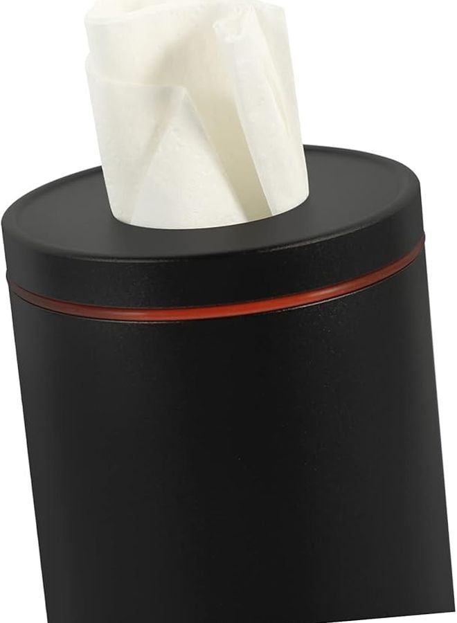 حامل علبة المناديل للسيارة السوداء تصميم دائري إبداعي للاستخدام في المكتب والمنزل والسيارة - Image 5